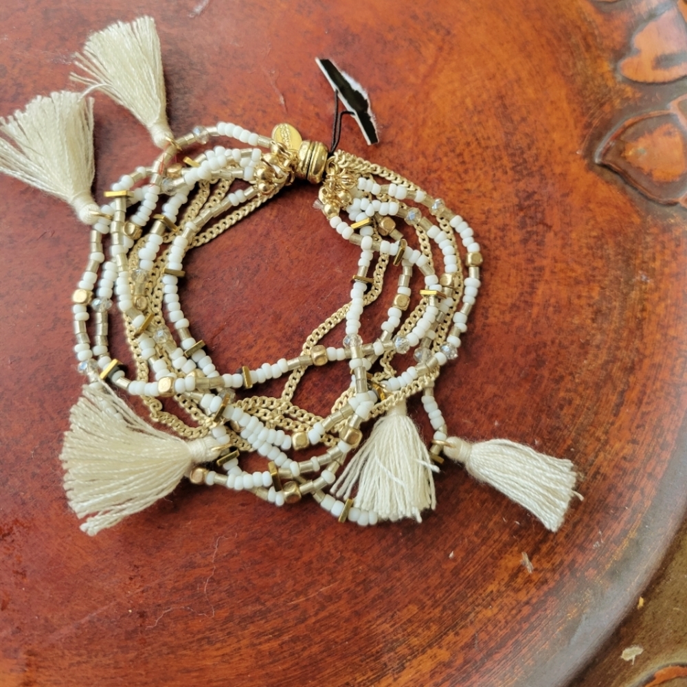 NWOTS anthropologie tassel beaded bracelet